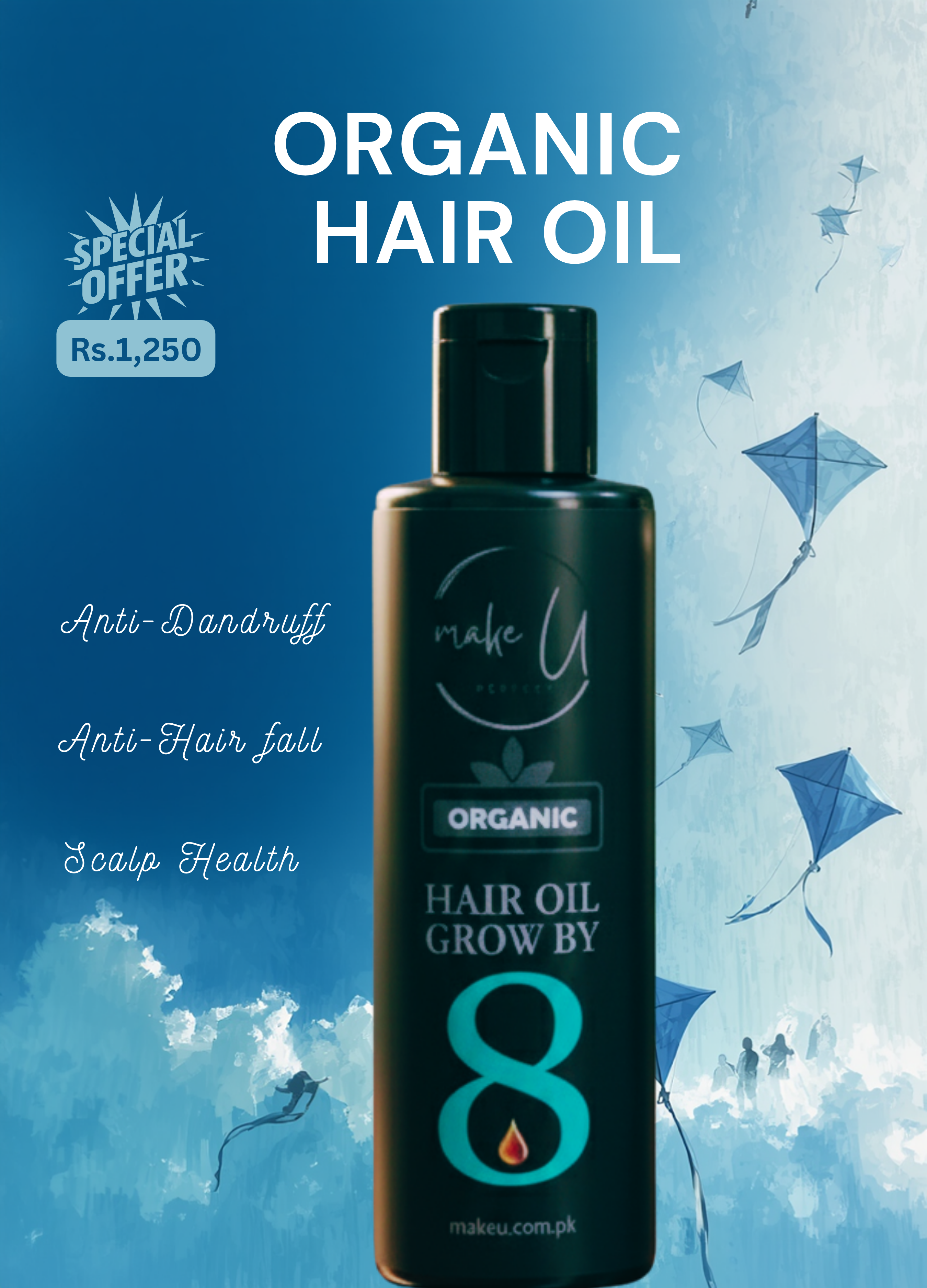 makeU Organic Hair Oil: Grow by 8(Ingredients) Powerful Natural Ingredients for Hair Growth & Strength