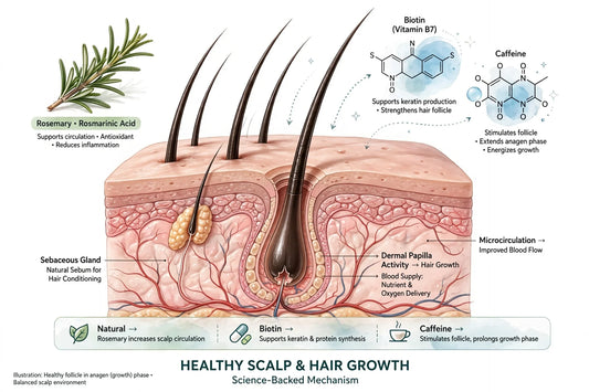 rosemary biotin caffeine science behind hair growth follicle stimulation