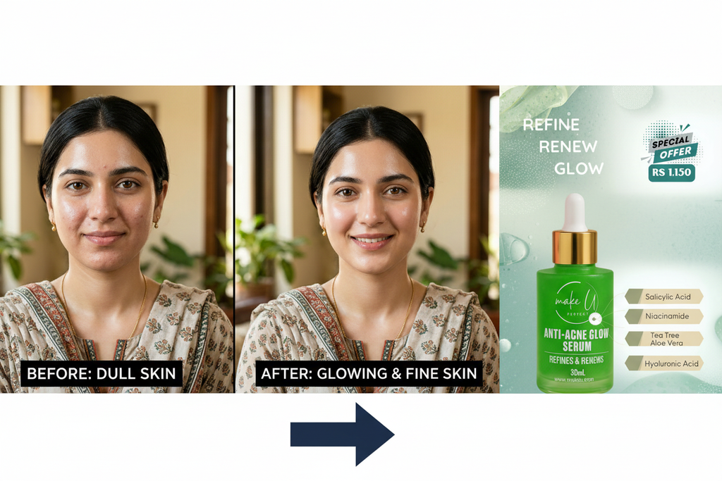 makeU Anti-Acne Glow Serum — Before After + Product
